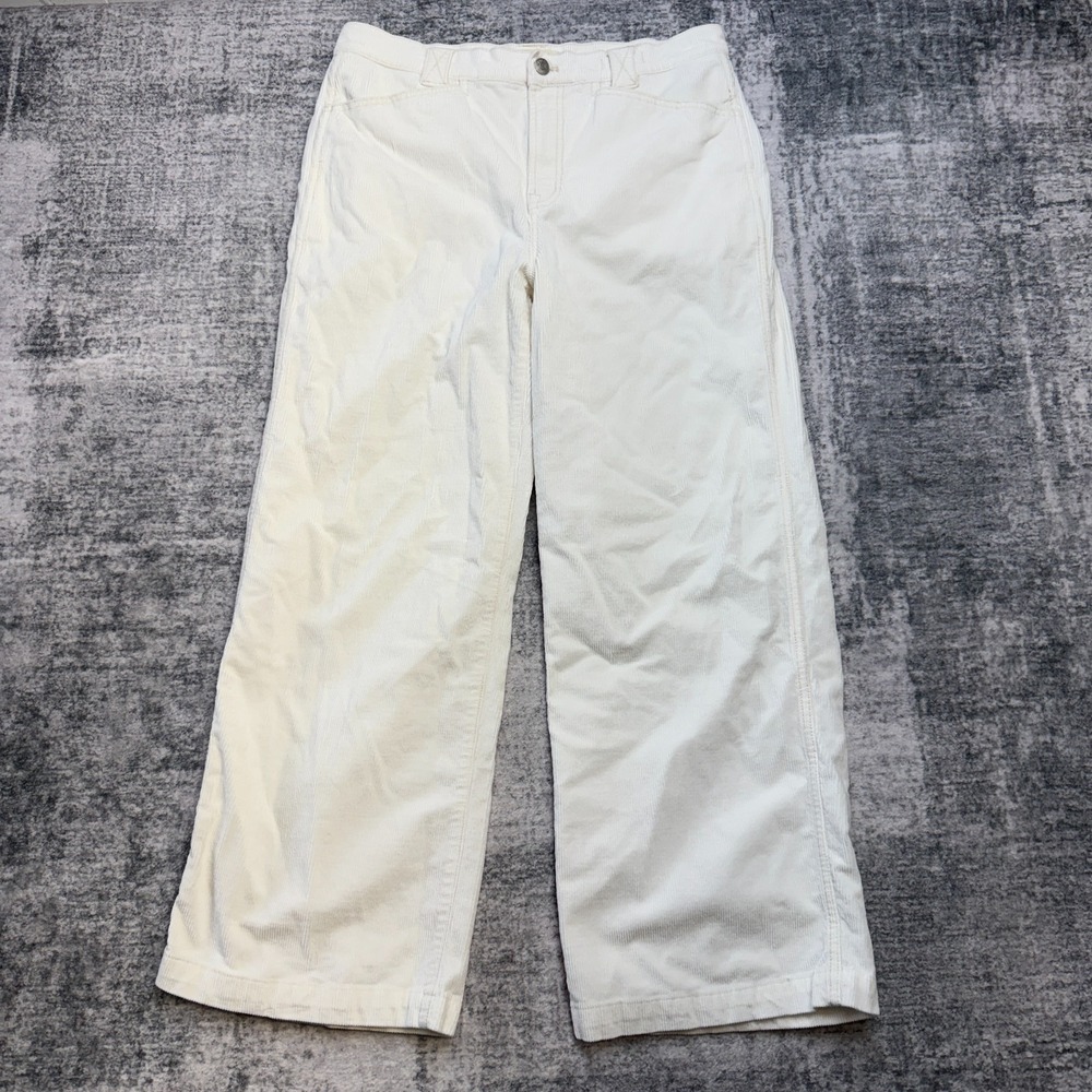 Madewell Pants Womens 30 White Emmett Wide Leg‎ Corduroy Cropped Party Coastal
